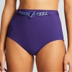 Zimmermann purple high waisted belted chain bikini bottoms size 8/10 new